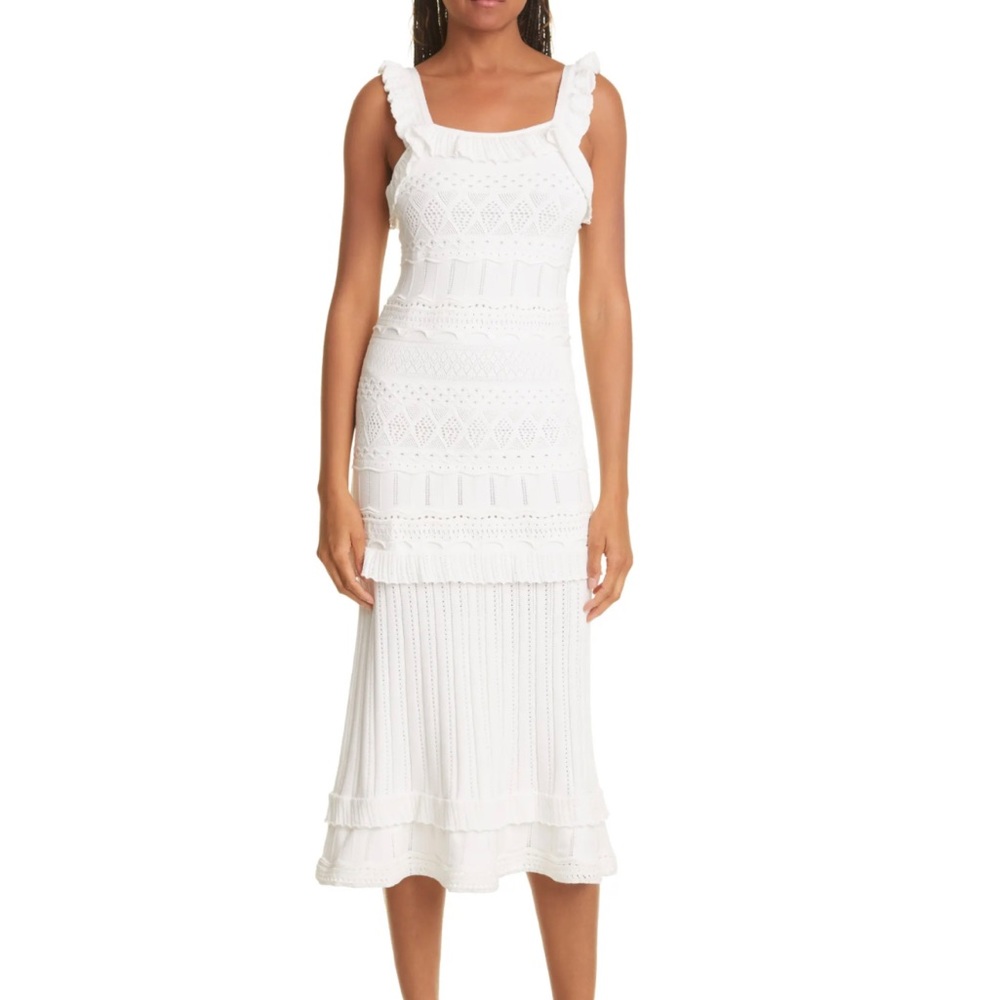 Milly White Knit Midi Dress